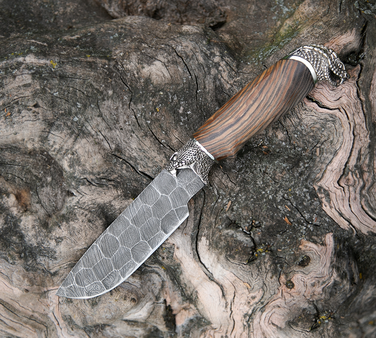 Нож Барс из дамасской стали