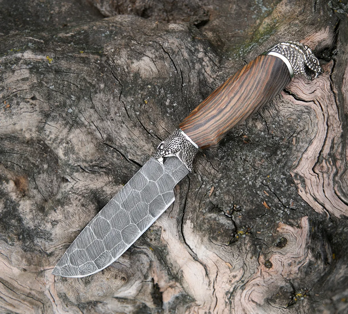 Нож Барс из дамасской стали