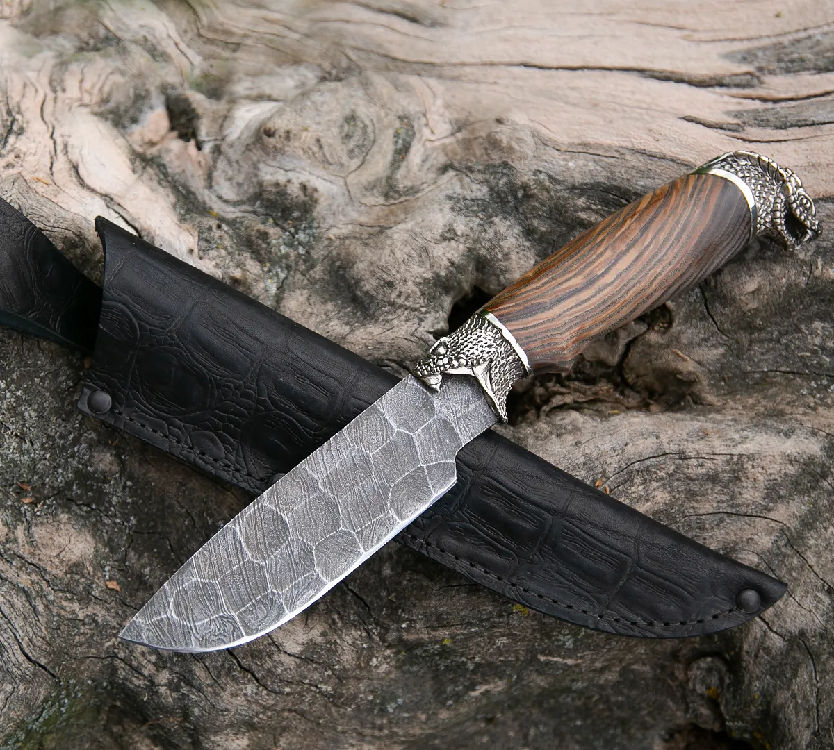 Нож Барс из дамасской стали