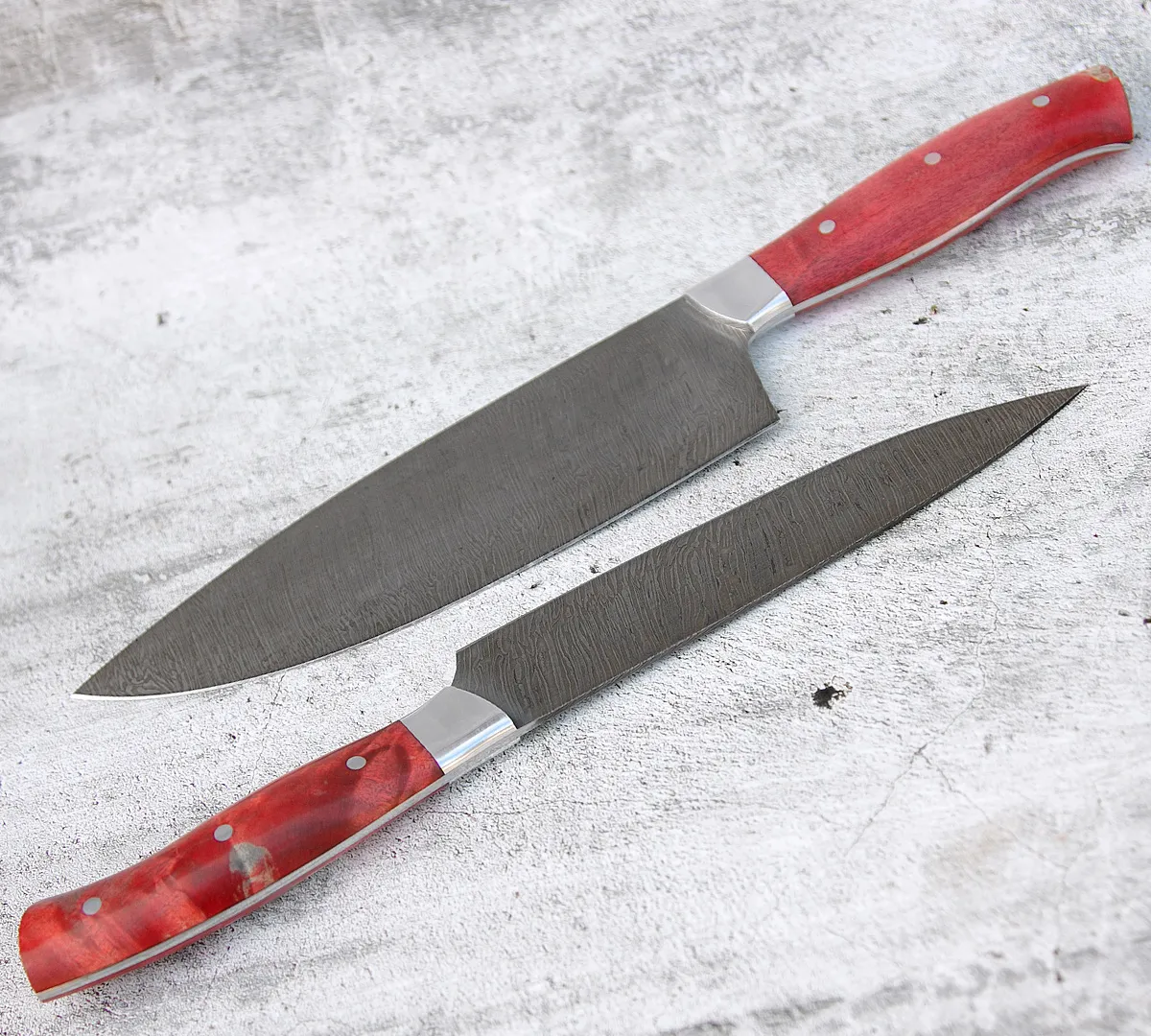 Набор кухонных ножей из дамасской стали